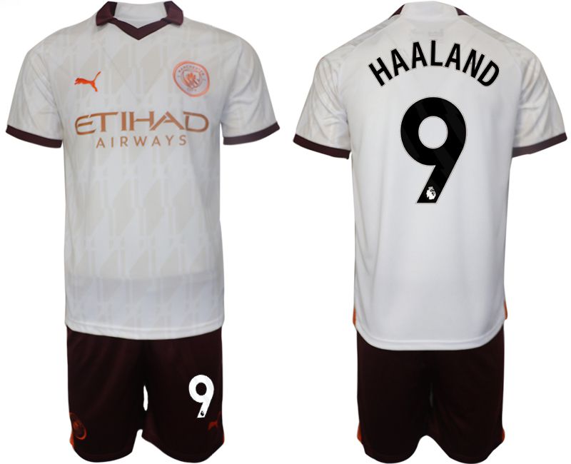 Men 2023-2024 Club Manchester City away white 9 Soccer Jersey